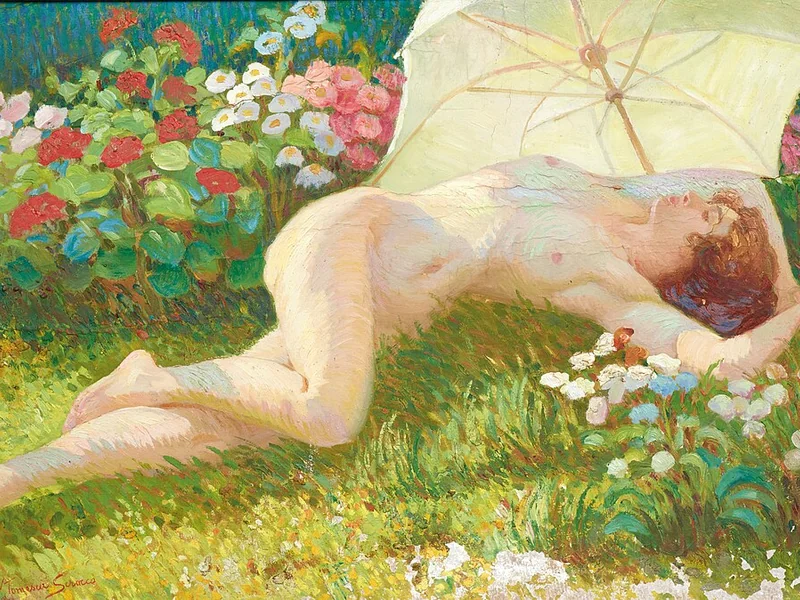 1886-Virginia Tomescu Scrocco - Giovane donna con ombrellino